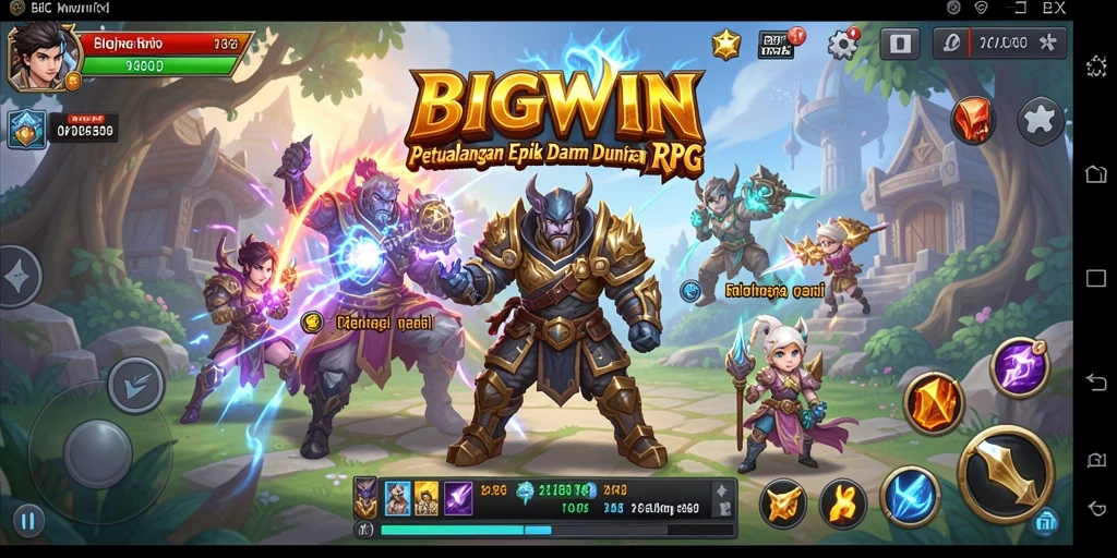 Tampilan antarmuka dan aksi seru dalam BIGWIN RPG.