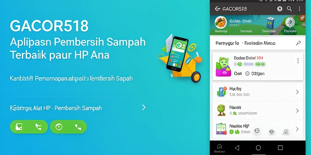 Antarmuka utama aplikasi GACOR518 dengan fungsi Pembersih Sampah.