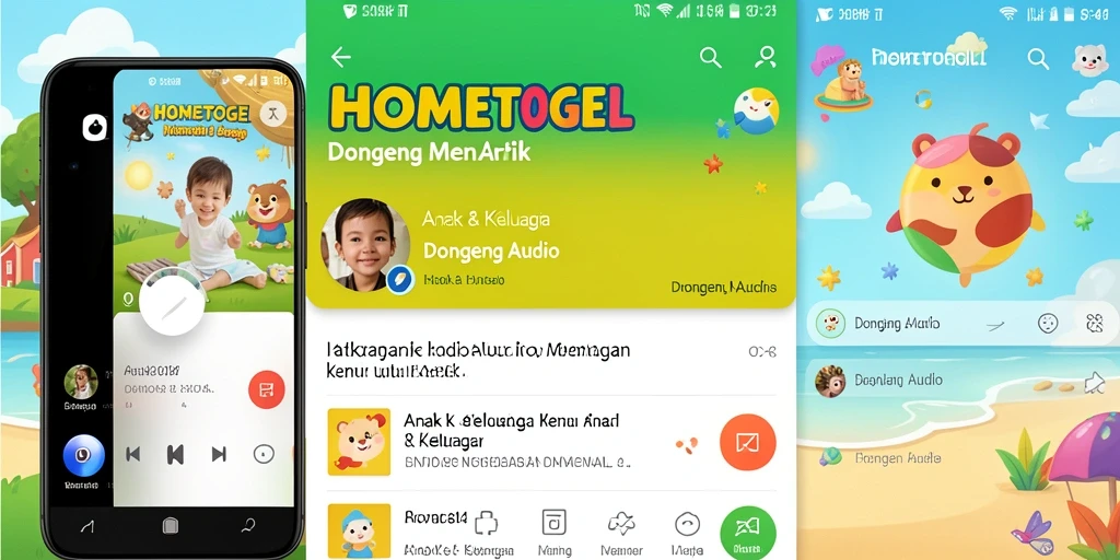 Antarmuka aplikasi HOMETOGEL yang ramah anak dan menarik.