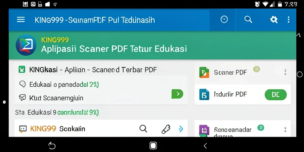 Antarmuka utama KING999 yang menampilkan fitur pemindaian PDF.