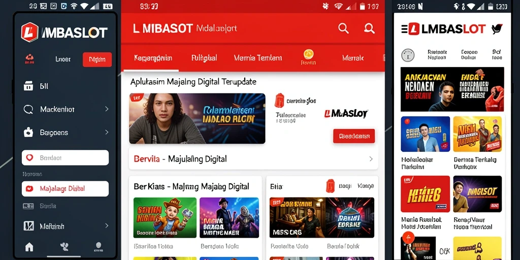 Tampilan antarmuka utama LMBASLOT dengan berbagai artikel berita.